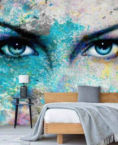 colorful graffiti wallpaper mural called Goddess for bedrooms, living rooms and offices