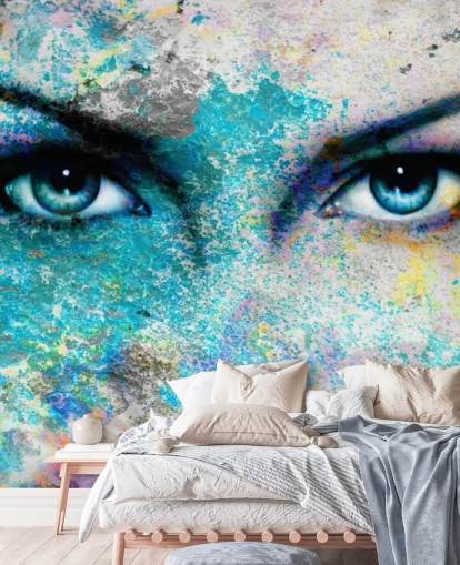 mural de papel pintado de graffiti colorido llamado Goddess para dormitorios, salas de estar y oficinas