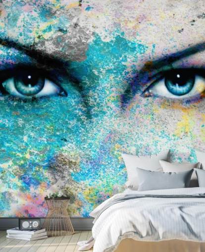 colorful graffiti wallpaper mural called Goddess for bedrooms, living rooms and offices