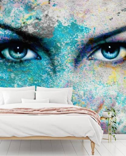 mural de papel pintado de graffiti colorido llamado Goddess para dormitorios, salas de estar y oficinas
