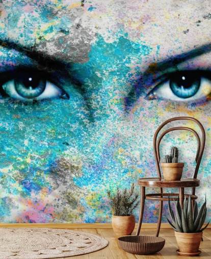 colorful graffiti wallpaper mural called Goddess for bedrooms, living rooms and offices