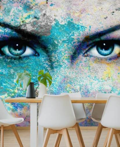 mural de papel pintado de graffiti colorido llamado Goddess para dormitorios, salas de estar y oficinas