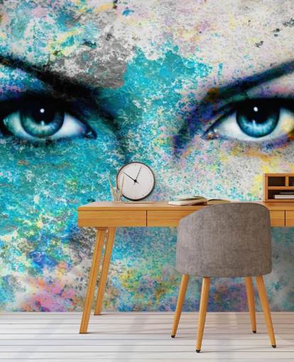 kleurrijke graffitibehangmuurschildering genaamd Goddess voor slaapkamers, woonkamers en kantoren