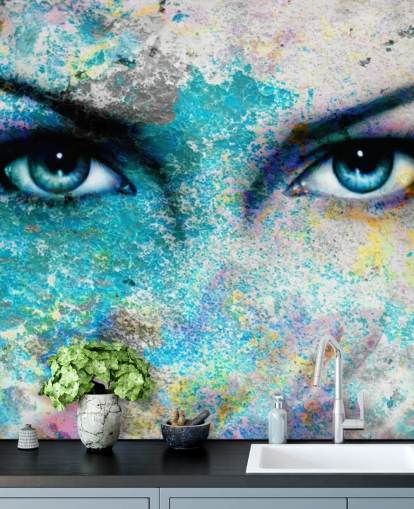 mural de papel de parede de grafite colorido chamado Goddess para quartos, salas de estar e escritórios