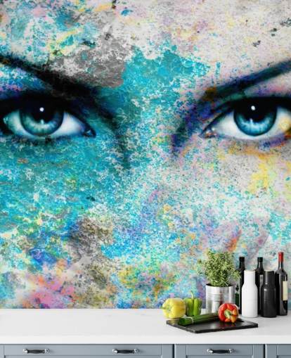 mural de papel de parede de grafite colorido chamado Goddess para quartos, salas de estar e escritórios