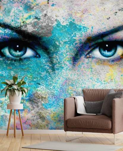 carta da parati murale con graffiti colorati chiamata Goddess per camere da letto, salotti e uffici carta da parati murale con graffiti colorati chiamata Goddess per camere da letto, salotti e uffici