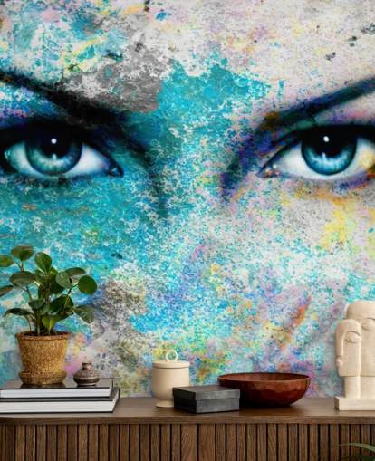 farbenfrohe Graffiti-Tapete namens Goddess für Schlafzimmer, Wohnzimmer und Büros farbenfrohe Graffiti-Tapete namens Goddess für Schlafzimmer, Wohnzimmer und Büros