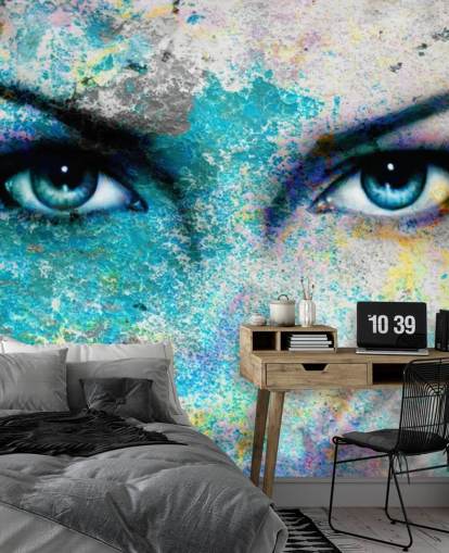 farverigt graffiti tapet vægmaleri kaldet Goddess til soveværelser, stuer og kontorer farverigt graffiti tapet vægmaleri kaldet Goddess til soveværelser, stuer og kontorer