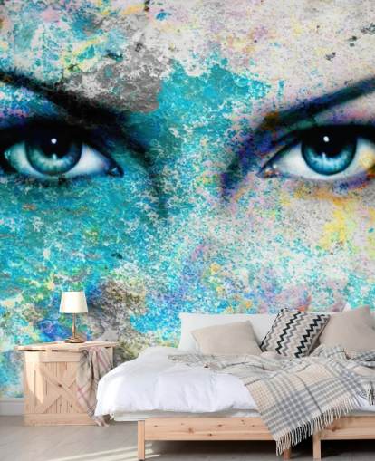 colorful graffiti wallpaper mural called Goddess for bedrooms, living rooms and offices