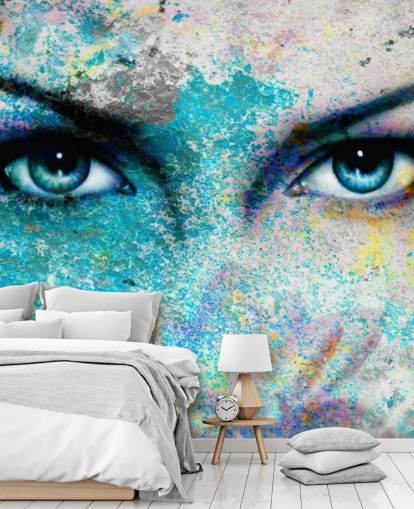 colorful graffiti wallpaper mural called Goddess for bedrooms, living rooms and offices