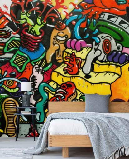 Decorazione murale con graffiti colorati