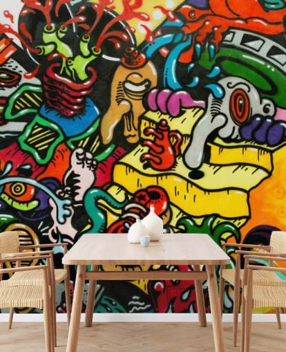 Papier Peint Fresque Graffiti Coloré