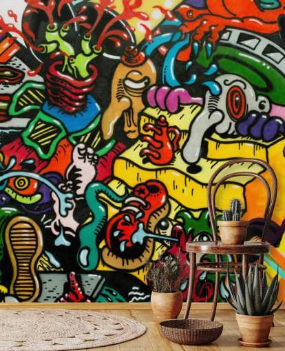 Decorazione murale con graffiti colorati