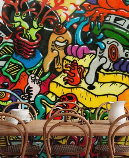 Colourful Cartoon Graffiti Wall Mural Colourful Cartoon Graffiti Wall Mural
