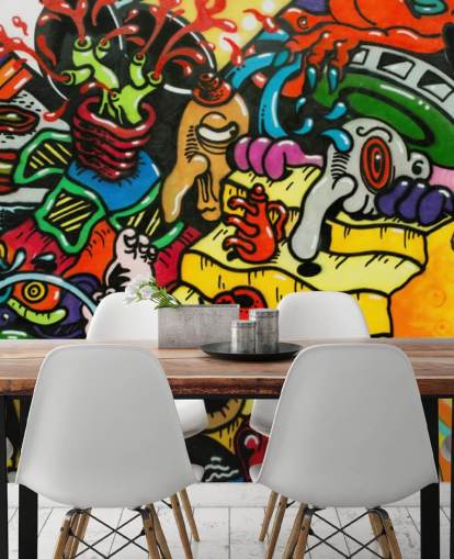 Colourful Cartoon Graffiti Wall Mural Colourful Cartoon Graffiti Wall Mural