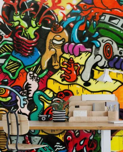 Colourful Cartoon Graffiti Wall Mural