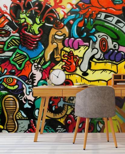Colourful Cartoon Graffiti Wall Mural Colourful Cartoon Graffiti Wall Mural