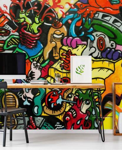 Mural de pared Grafiti colorido Mural de pared Grafiti colorido