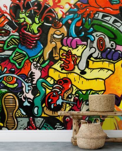 Colourful Cartoon Graffiti Wall Mural