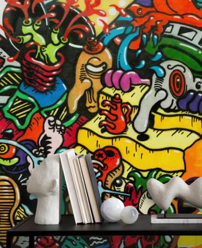 Colourful Cartoon Graffiti Wall Mural