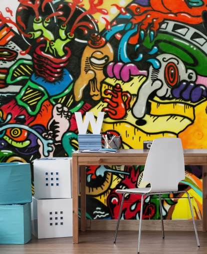 Colourful Cartoon Graffiti Wall Mural
