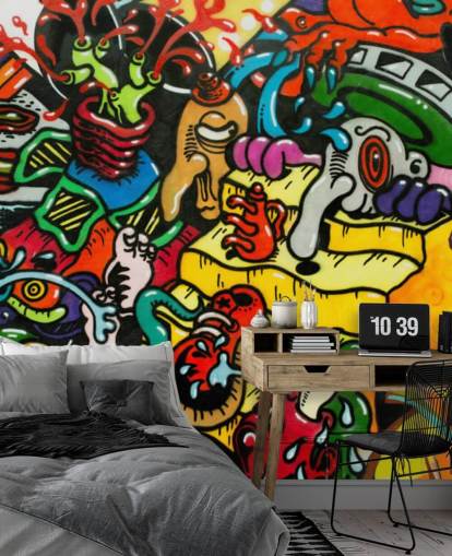 Decorazione murale con graffiti colorati