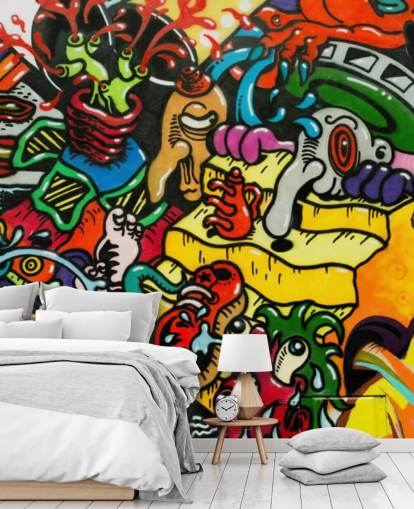 Colourful Cartoon Graffiti Wall Mural Colourful Cartoon Graffiti Wall Mural