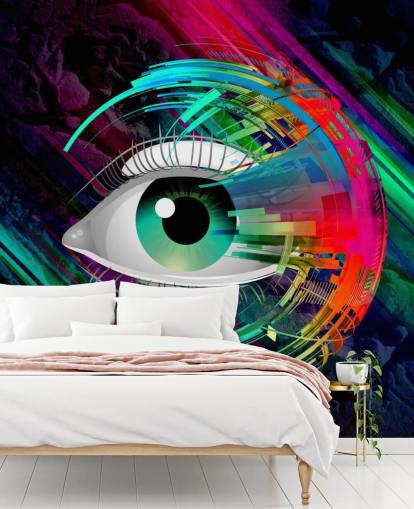 Papel pintado de graffiti de ojos brillantes