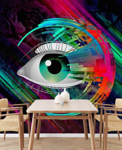 Papel pintado de graffiti de ojos brillantes