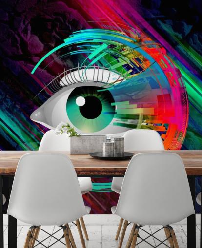 Papel pintado de graffiti de ojos brillantes