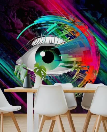 Papel pintado de graffiti de ojos brillantes