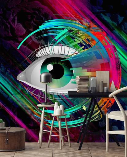 Papel pintado de graffiti de ojos brillantes