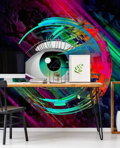 Papel pintado de graffiti de ojos brillantes