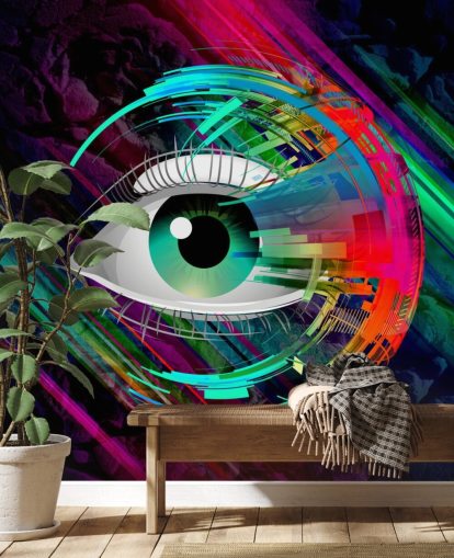 Papel pintado de graffiti de ojos brillantes