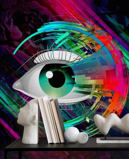 Papel pintado de graffiti de ojos brillantes