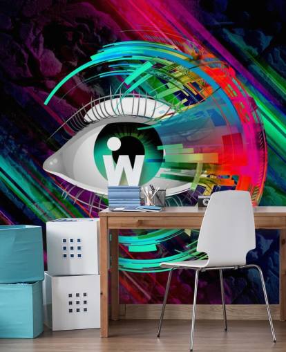 Papel pintado de graffiti de ojos brillantes