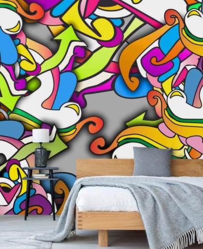 Colourful Shapes Graffiti Wallpaper
