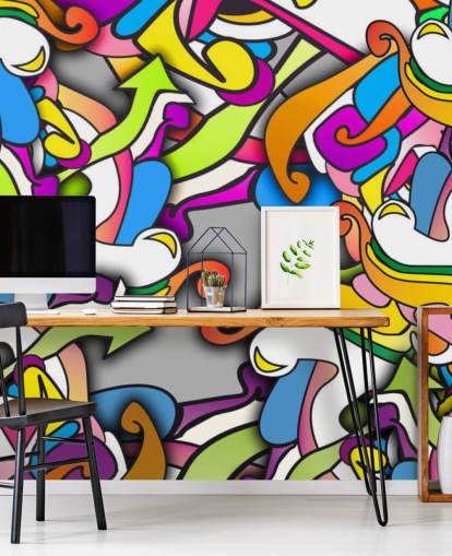 Colourful Shapes Graffiti Wallpaper