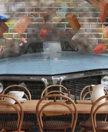 Graffiti Car Smash Behang Graffiti Car Smash Behang