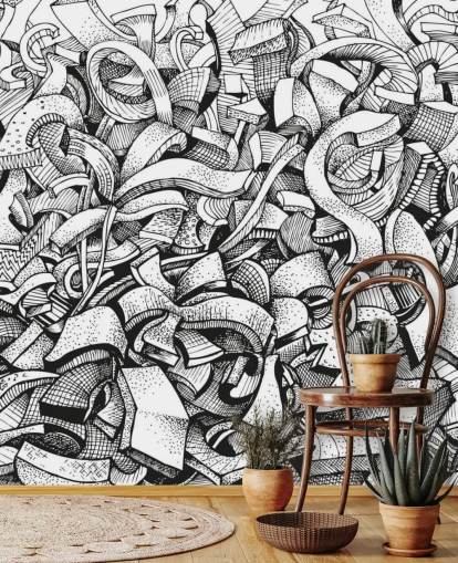 Black and White Drawn Abstract Wallpaper Black and White Drawn Abstract Wallpaper