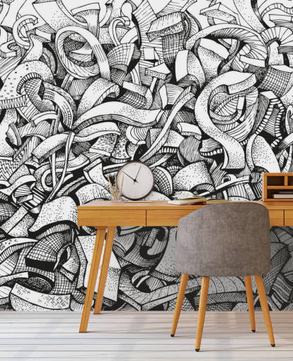 Sort og hvid Drawn Abstrakt Baggrund Sort og hvid Drawn Abstrakt Baggrund