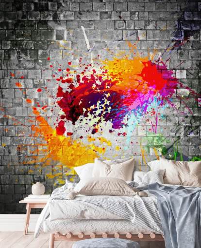 customizable graffiti wallpaper mural called Ink Splatter for teen's bedroom