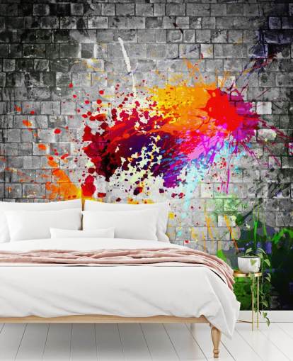 customizable graffiti wallpaper mural called Ink Splatter for teen's bedroom