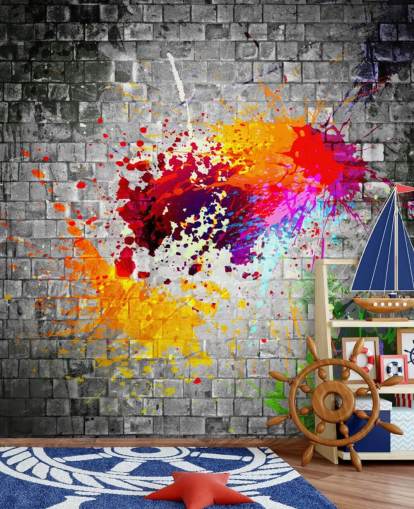 customisable graffiti wallpaper mural called Ink Splatter for teen's bedroom