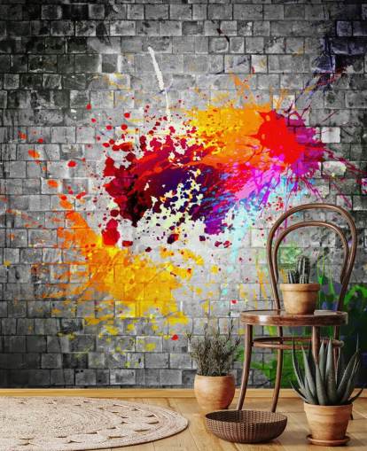 customizable graffiti wallpaper mural called Ink Splatter for teen's bedroom