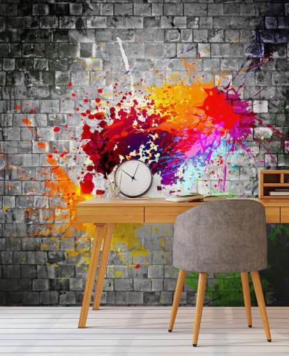 personalisierbare Graffiti-Tapete namens Ink Splatter für Jugendzimmer personalisierbare Graffiti-Tapete namens Ink Splatter für Jugendzimmer