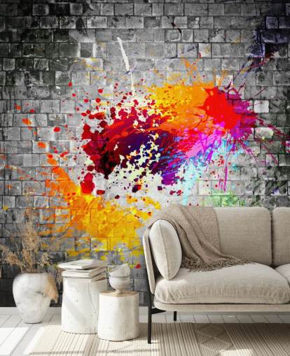customizable graffiti wallpaper mural called Ink Splatter for teen's bedroom