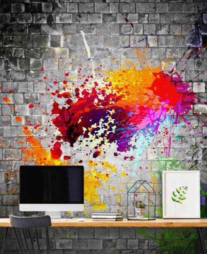 papier peint graffiti personnalisable appelé Ink Splatter pour la chambre d'un adolescent papier peint graffiti personnalisable appelé Ink Splatter pour la chambre d'un adolescent