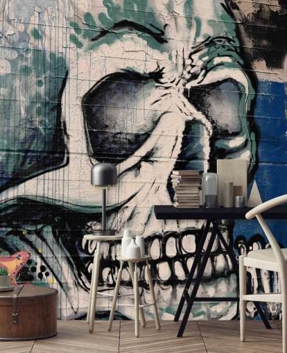 Graffiti-Tapete Totenkopf Graffiti-Tapete Totenkopf