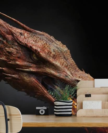 Red Fire Breathing Dragon Mural